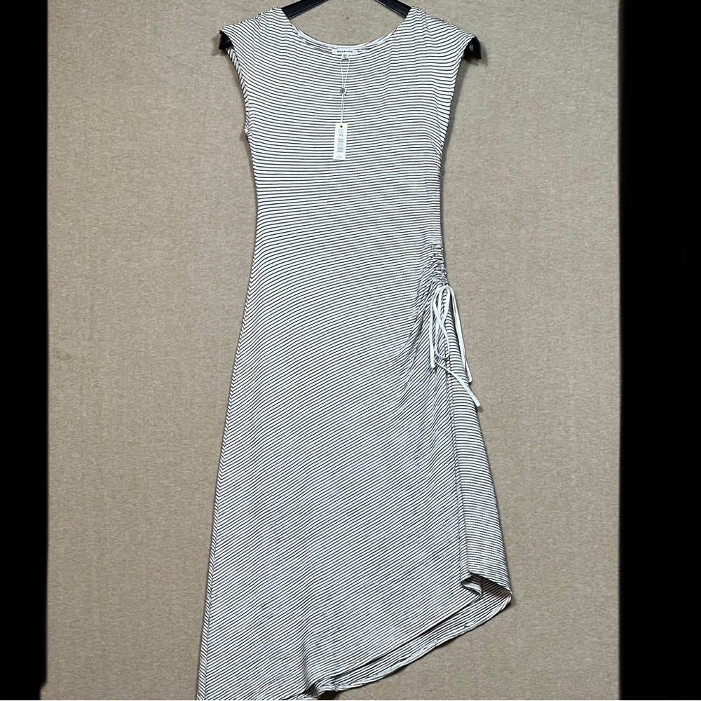 Max Studio white & black stripe sleeveless Side Tie maxi dress women’s Sz.XS NWT